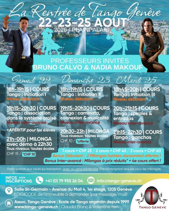STAGE &amp; MILONGAS DE LA RENTRÉE / 22-23-25 août 2026