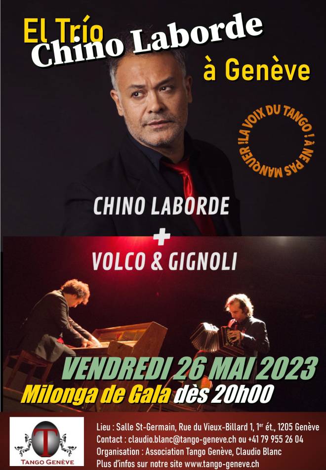 Vendredi 26 mai 2023 - Milonga de Gala avec le Trio Chino Laborde